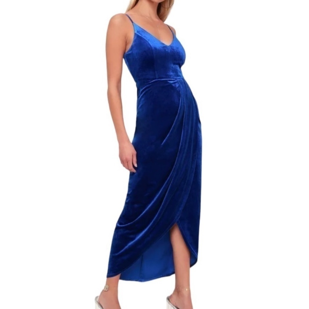 Lulu's Champagne Kisses Royal Blue Midi Dress